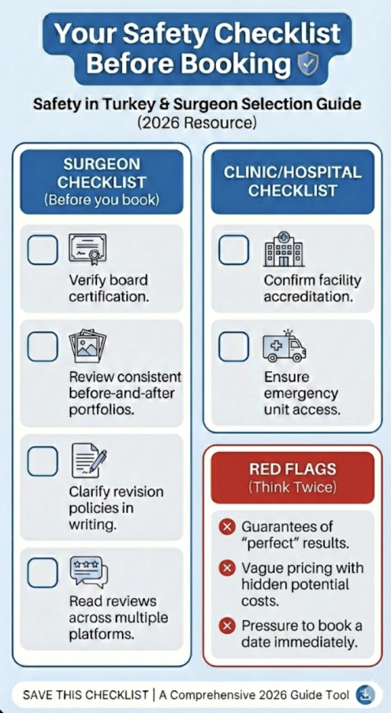 rhinoplasty safety checklist before booking